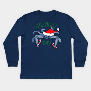 Funny Crabby Dad Christmas Crab Kids Long Sleeve T-Shirt